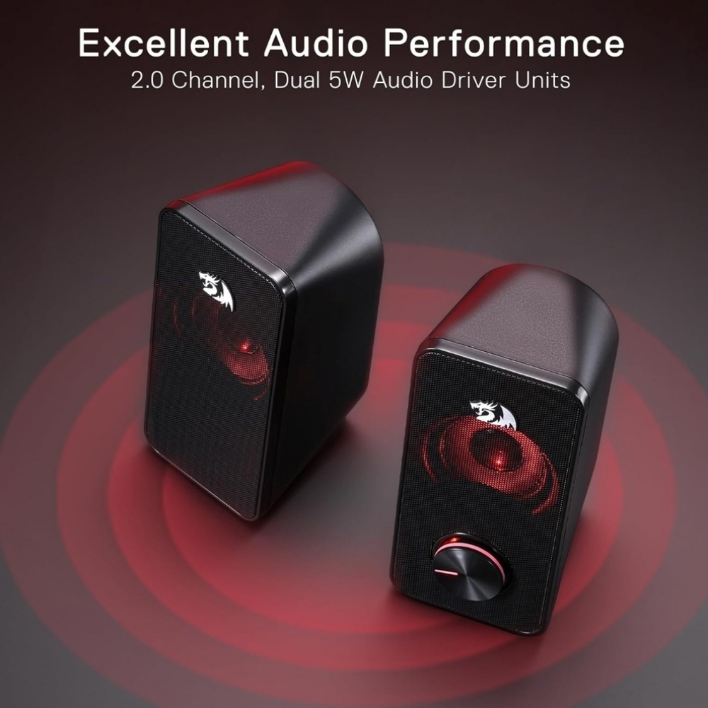 Redragon GS500 Stentor PC Gaming Speaker, 2.0 Channel Stereo Desktop Speakers